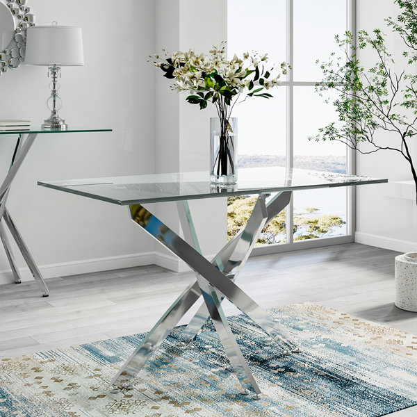 Tempered glass deals top dining table